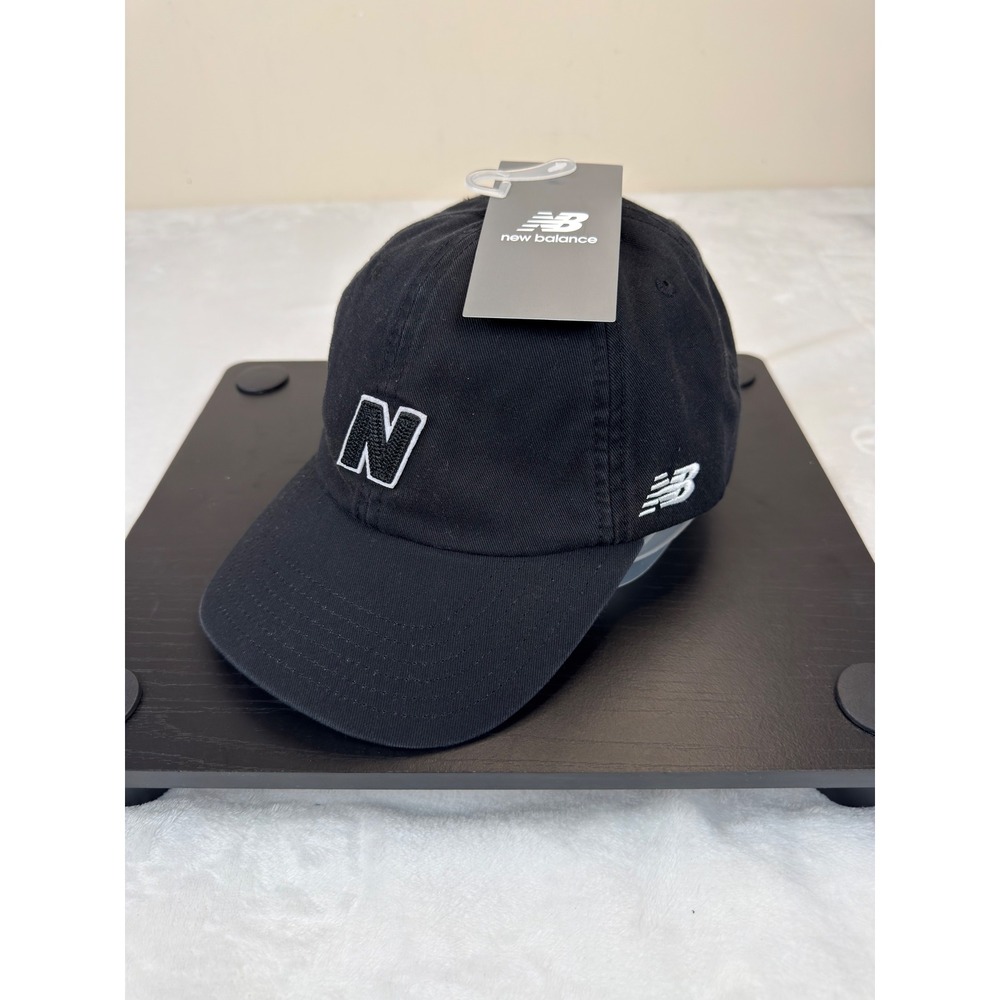 New Balance Mens Adjustable Baseball Cap Black Cotton Twill N Logo Hat OSFM New